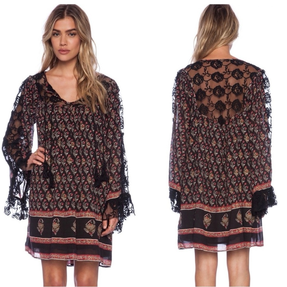 Free People Black and Red Lace Dress